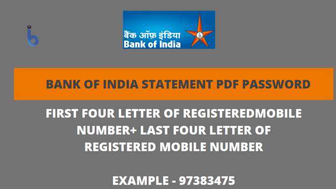 bank of india statement pdf password
