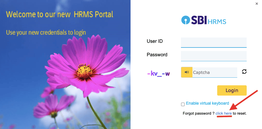 Reset SBI HRMS Login Password