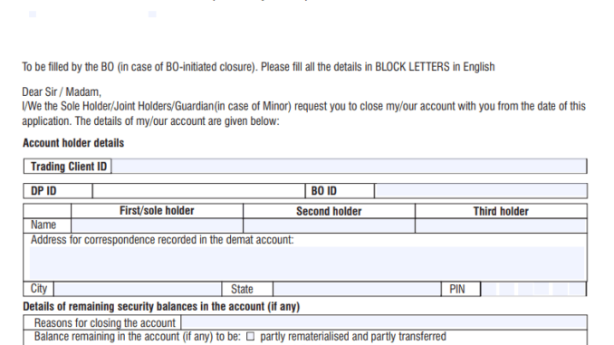 zerodha account closure form download