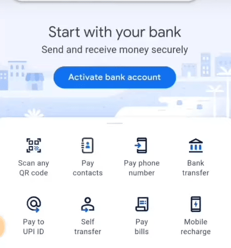 activate bank account google pay