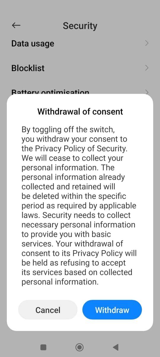 withdraw consent