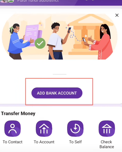 add bank account phonepe app