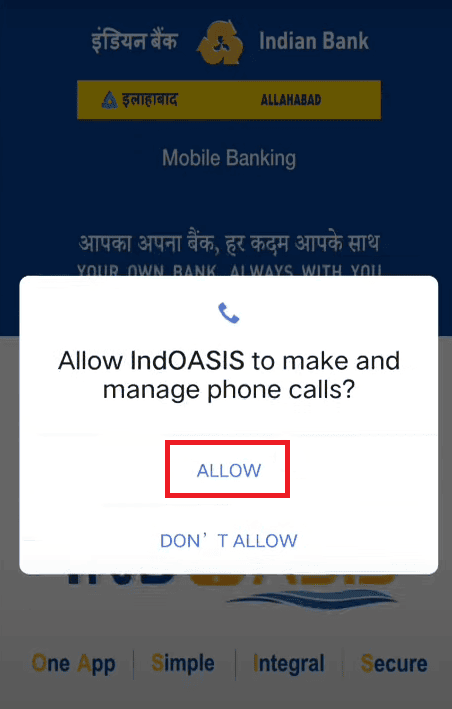allow indoasis mobile banking