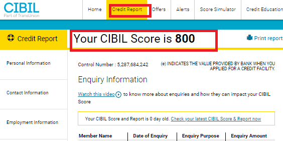 check your cibil score