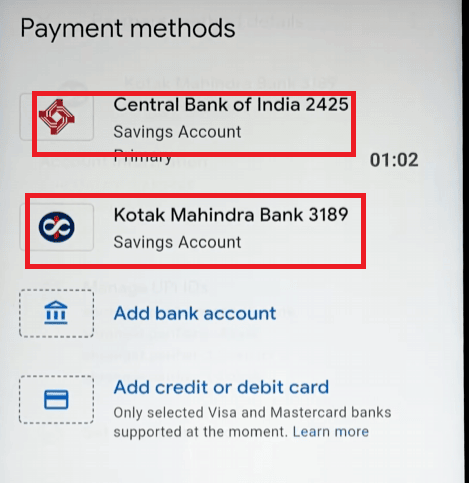 choose bank name google pay