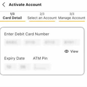 enter debit card details canara ai mobile banking