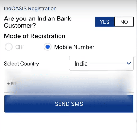 enter mobile number indoasis app