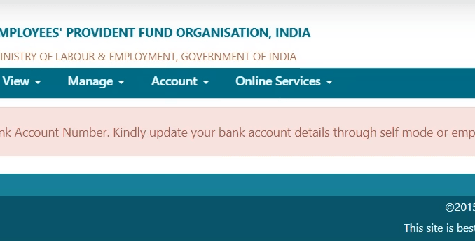 EPFO Invalid Bank Account Number Error