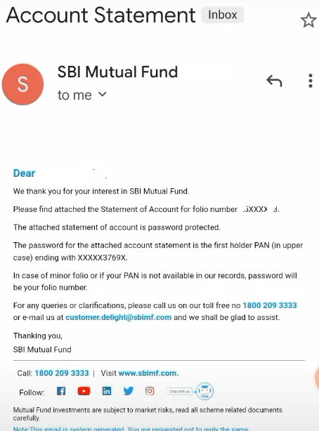 account statement email sbi mutual fund