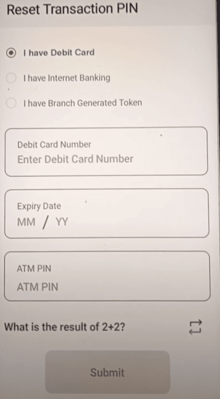 reset transaction pin vyom app