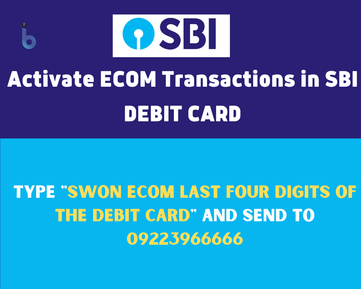 activate sbi debit card swon ecom by sms