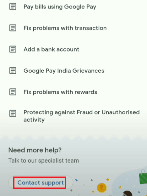 contact support google pay