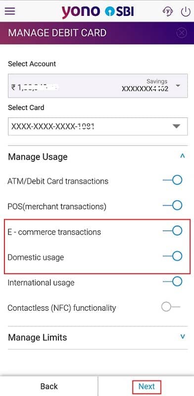 enable sbi debit card domestic ecom transactions in yono