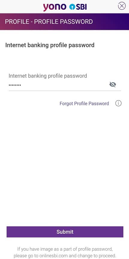 internet banking profile password yono sbi