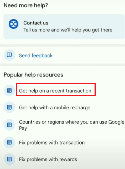 recent transaction google pay