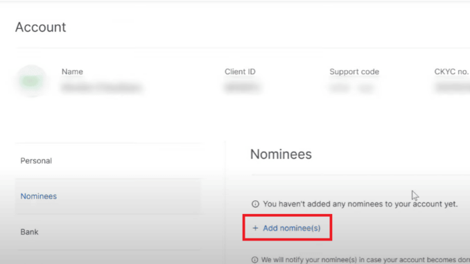 add nominees zerodha