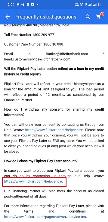 close my flipkart pay later account