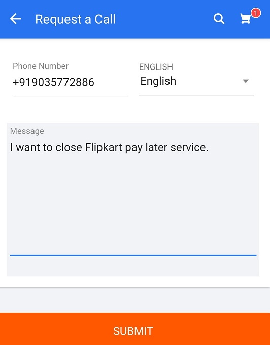 closing request flipkart pay later account