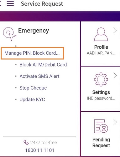 manage pin sbi yono app