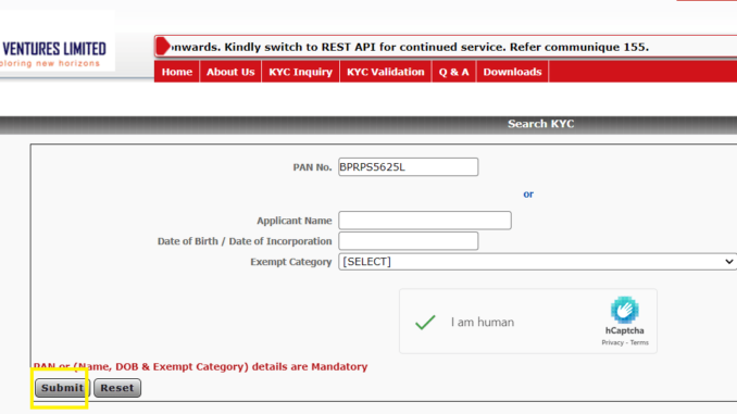 cvl kra kyc status check