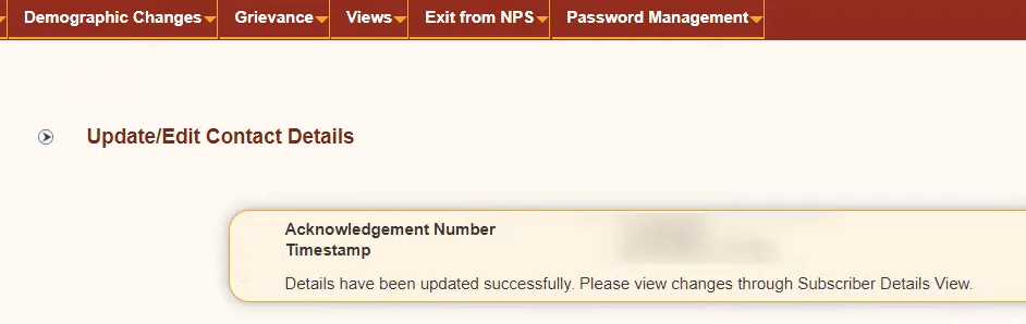 mobile number updated nps