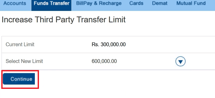 set new transfer limit hdfc bank