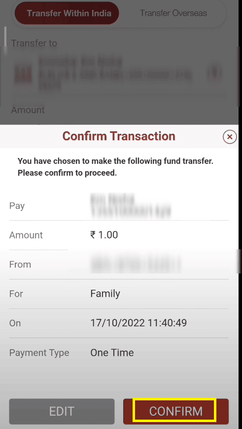 transfer money icici mobile app