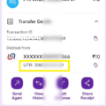 utr number in phonepe