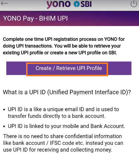 Create upi profile in yono sbi