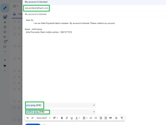 email sample to Unblock Airtel Payment Bank Account