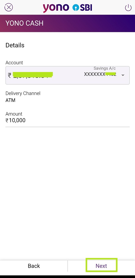 enter amount to withdraw yono cash