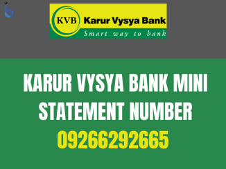 Karur Vysya Bank Mini Statement Number