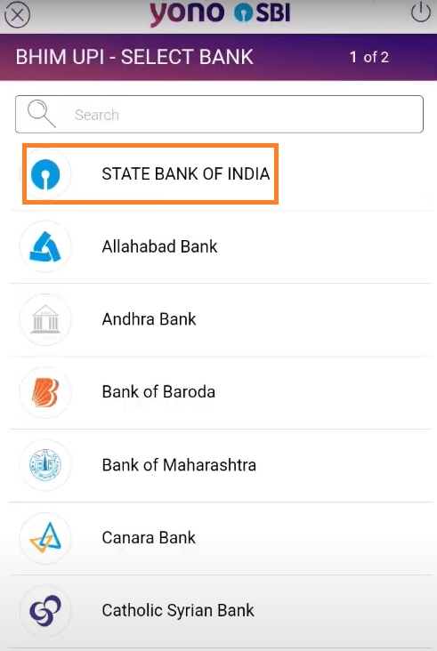 select bank for upi id in yono sbi