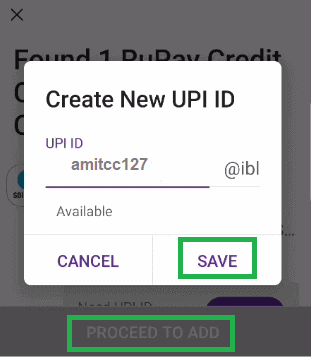 enter upi id for credit card in phonepe