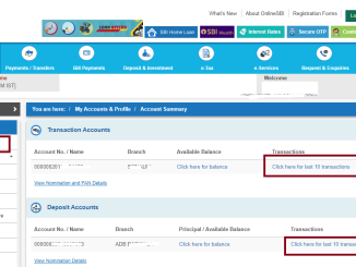 last 10 transactions history sbi online