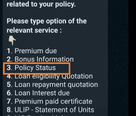 lic policy status whatsapp