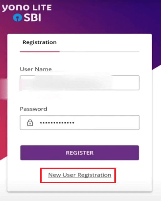 new user registration yono lite sbi