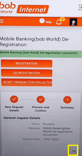 bob world deregistration successful