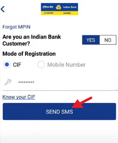 enter cif number indian bank app