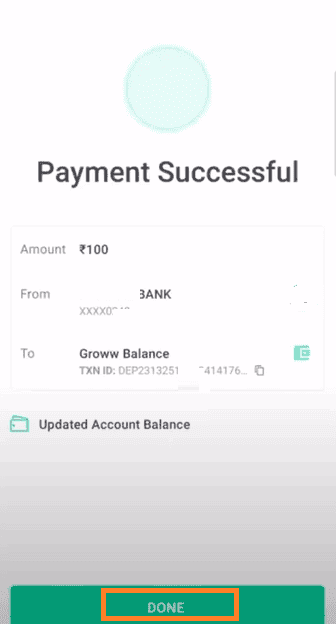 payment successful groww app