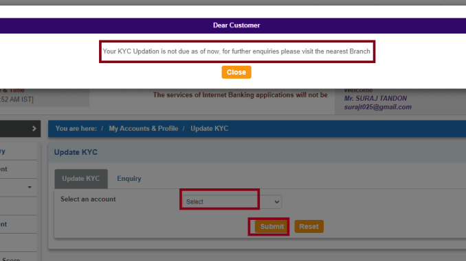sbi kyc status online