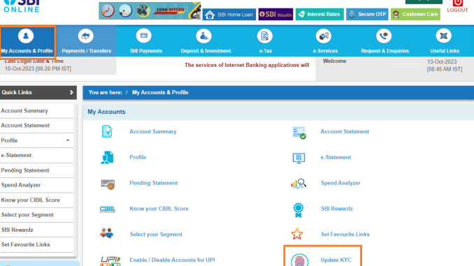 update kyc sbi online