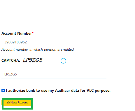 validate account pensionseva sbi