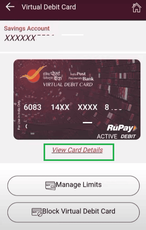 view card details ippb