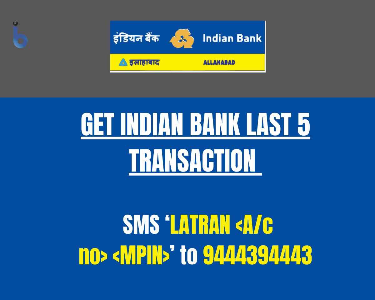 Indian Bank Last 5 Transaction