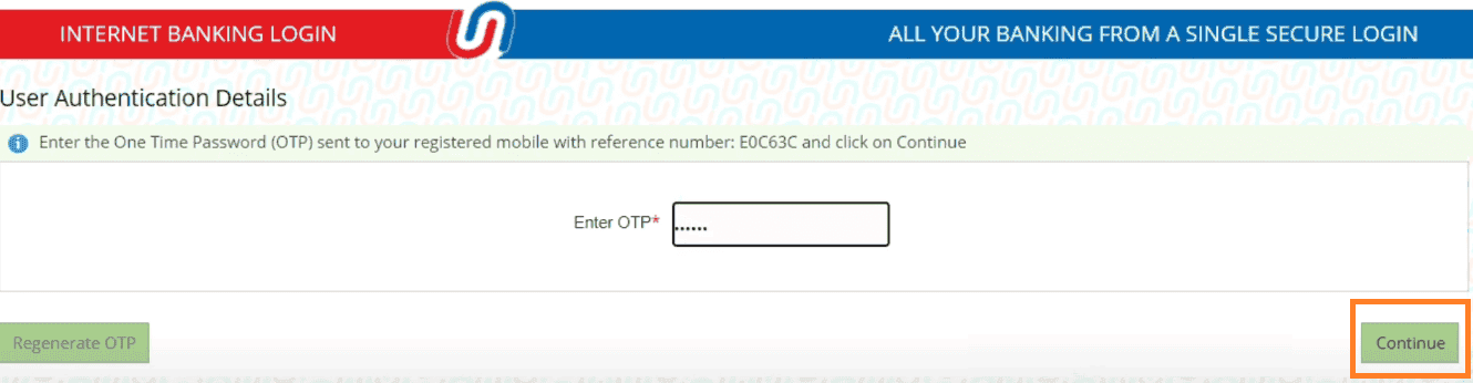 enter otp union bank for customer id