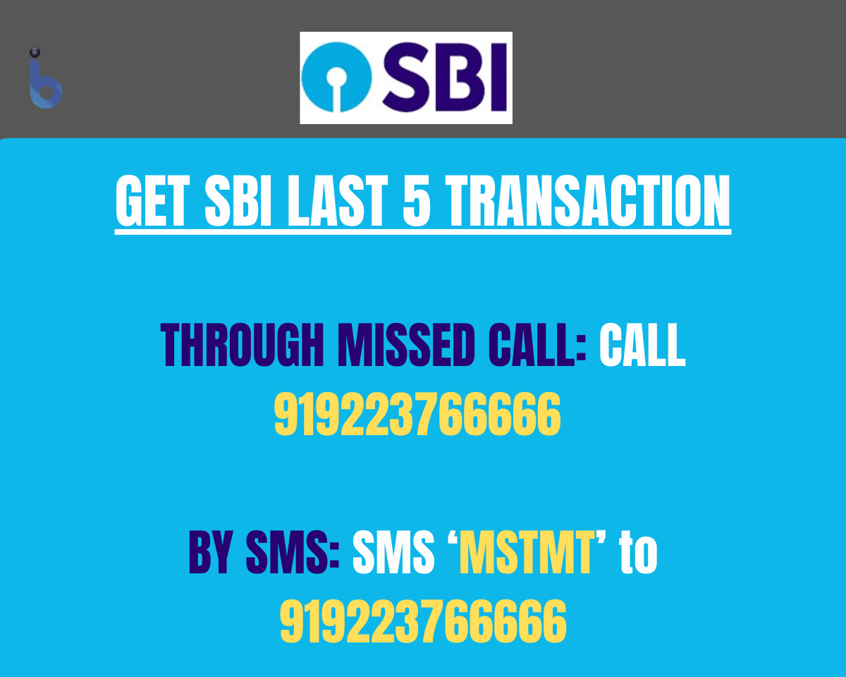 Get SBI Last 5 Transaction By SMS & Missed Call