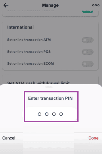 confirm online transaction bob debit card using transaction pin
