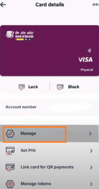 manage debit card bob world app