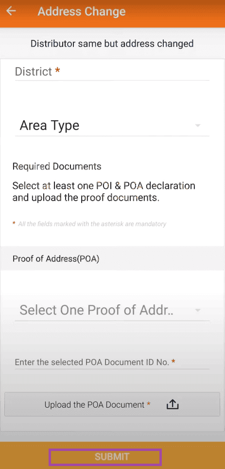 submit address proof documents indian oil app